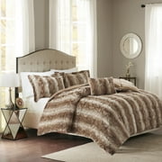 Madison Park Zuri 4PC Faux Fur Comforter Set, Full/Queen - Tan, Adult, All-Season