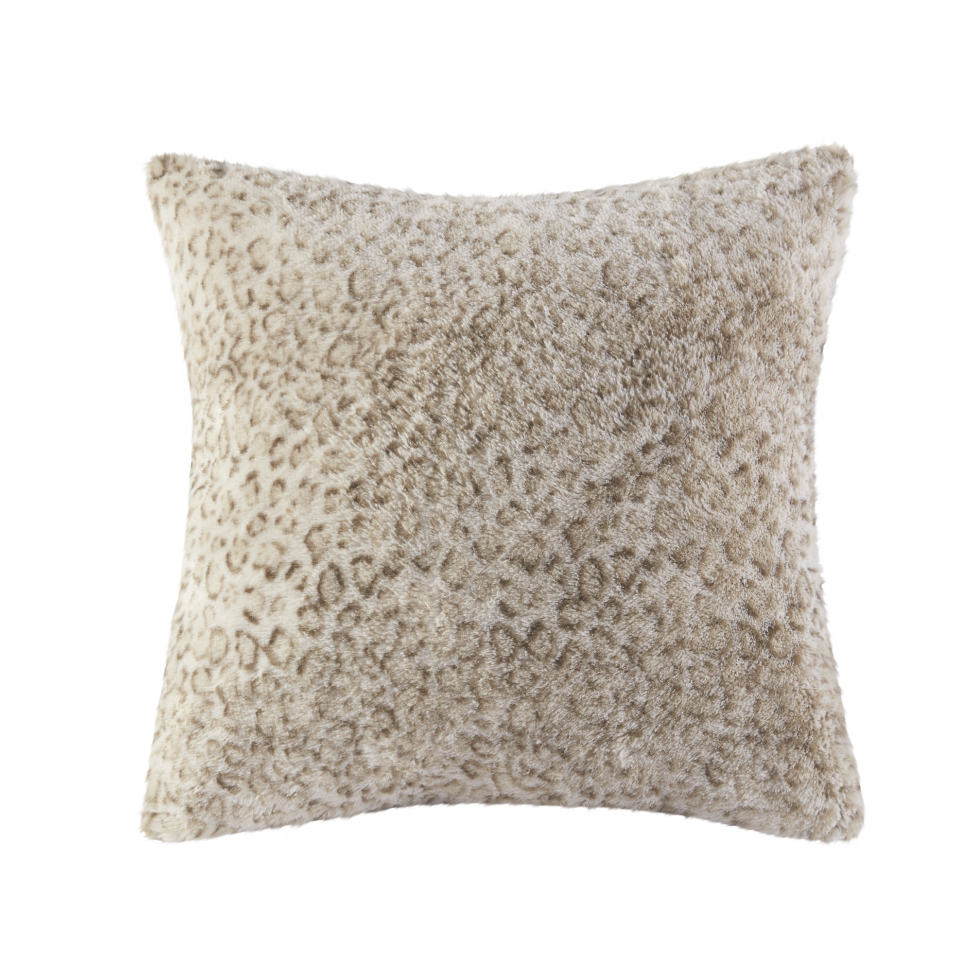 Marselle Leopard Faux Fur 20" x 20" Square Throw Pillow