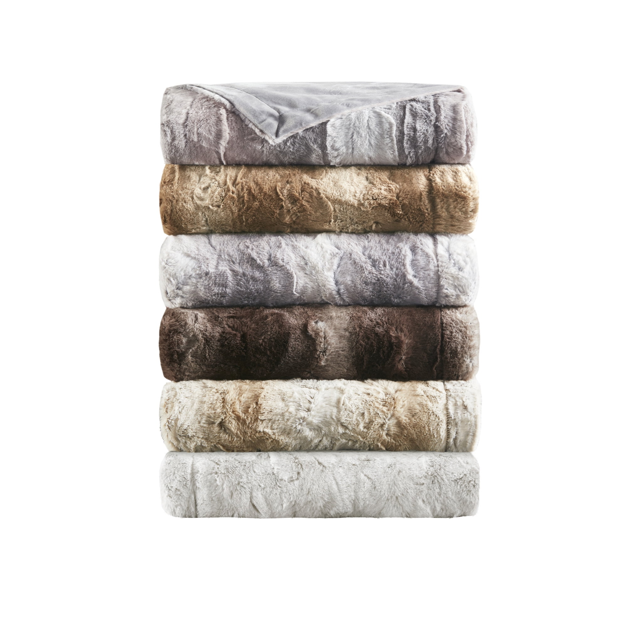 Luxurious Marselle 60"x70" Faux Fur Throw Blanket in Tan