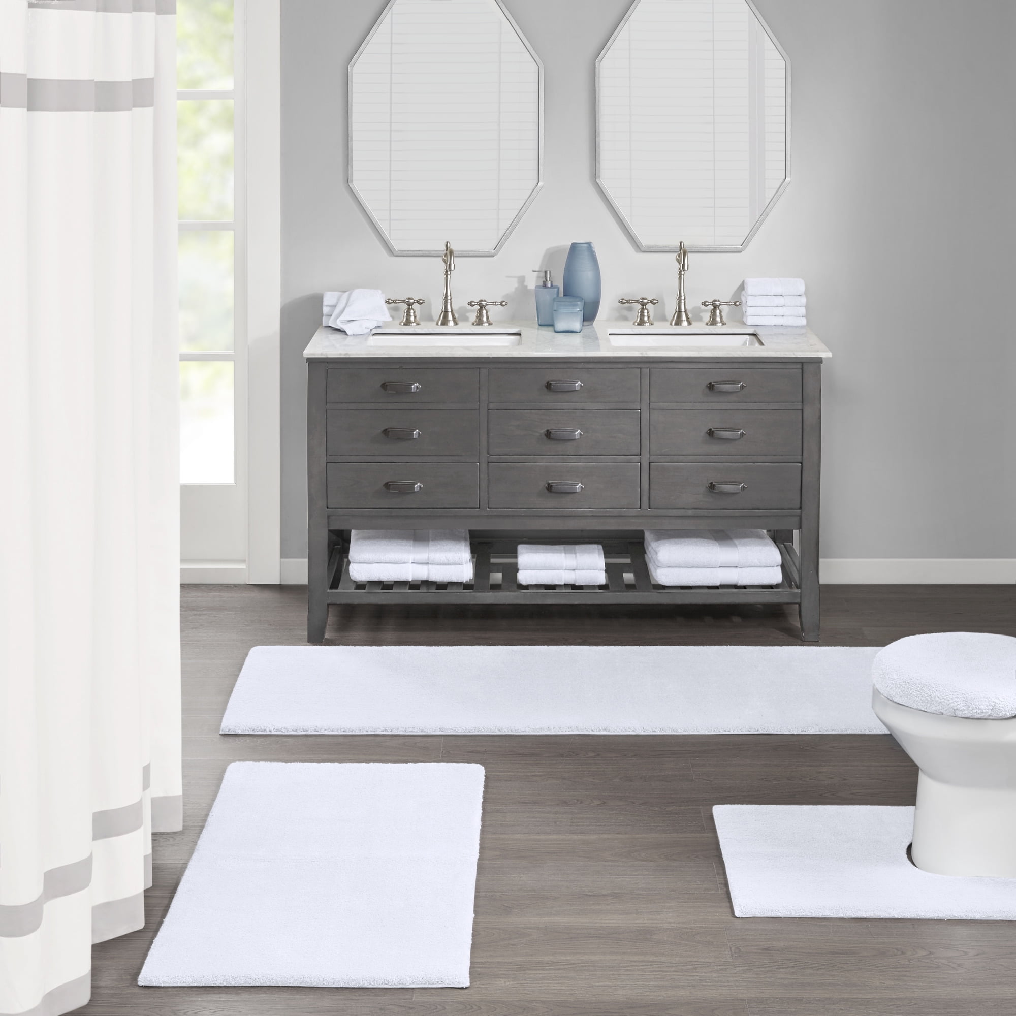 Marshmallow Quick-Dry Microfiber Contour Bath Rug - White