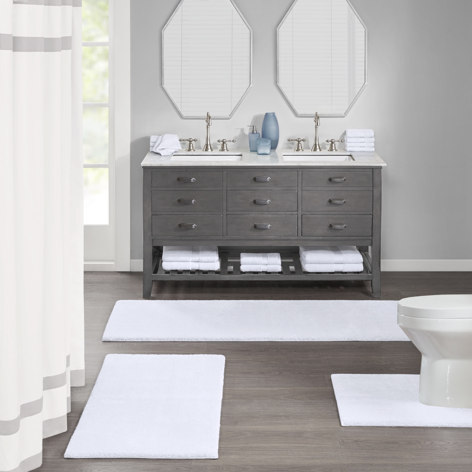 Marshmallow Quick-Dry Microfiber Contour Bath Rug - White