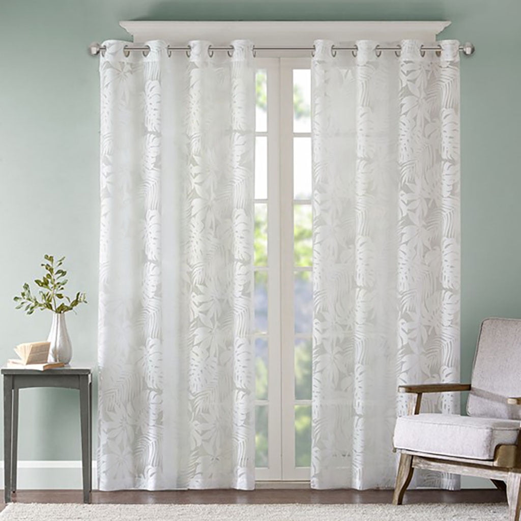 Maui White Sheer Grommet Top Window Drapes