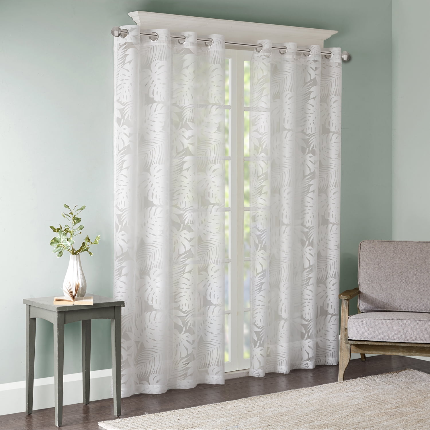 Maui White Sheer Grommet Top Tropical Drapes
