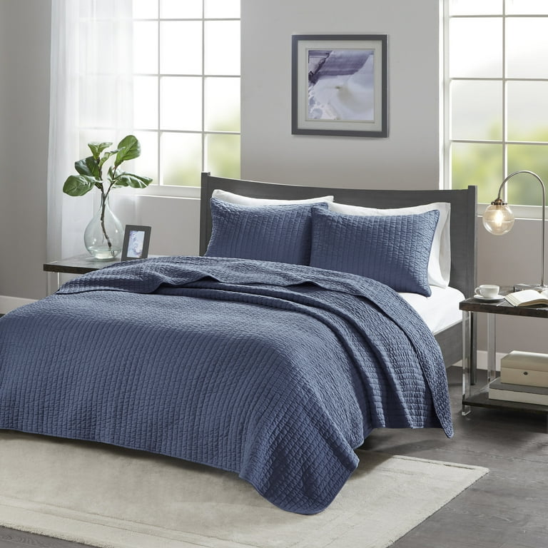 Home Essence Mitchell Reversible Coverlet Set Blue Full Queen