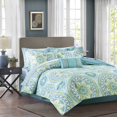 Home Essence Nepal Bed in a Bag Comforter Bedding Set, Blue, Queen