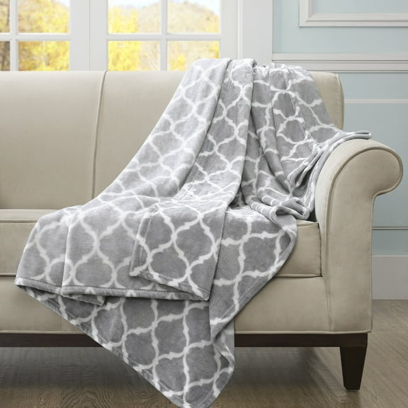 Home Essence Ogee Oversized Super Soft Microlight Throw, 60x70", Grey