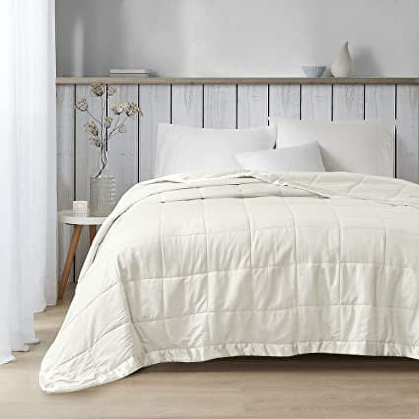 Ivory Full Down Alternative Blanket with Satin Trim