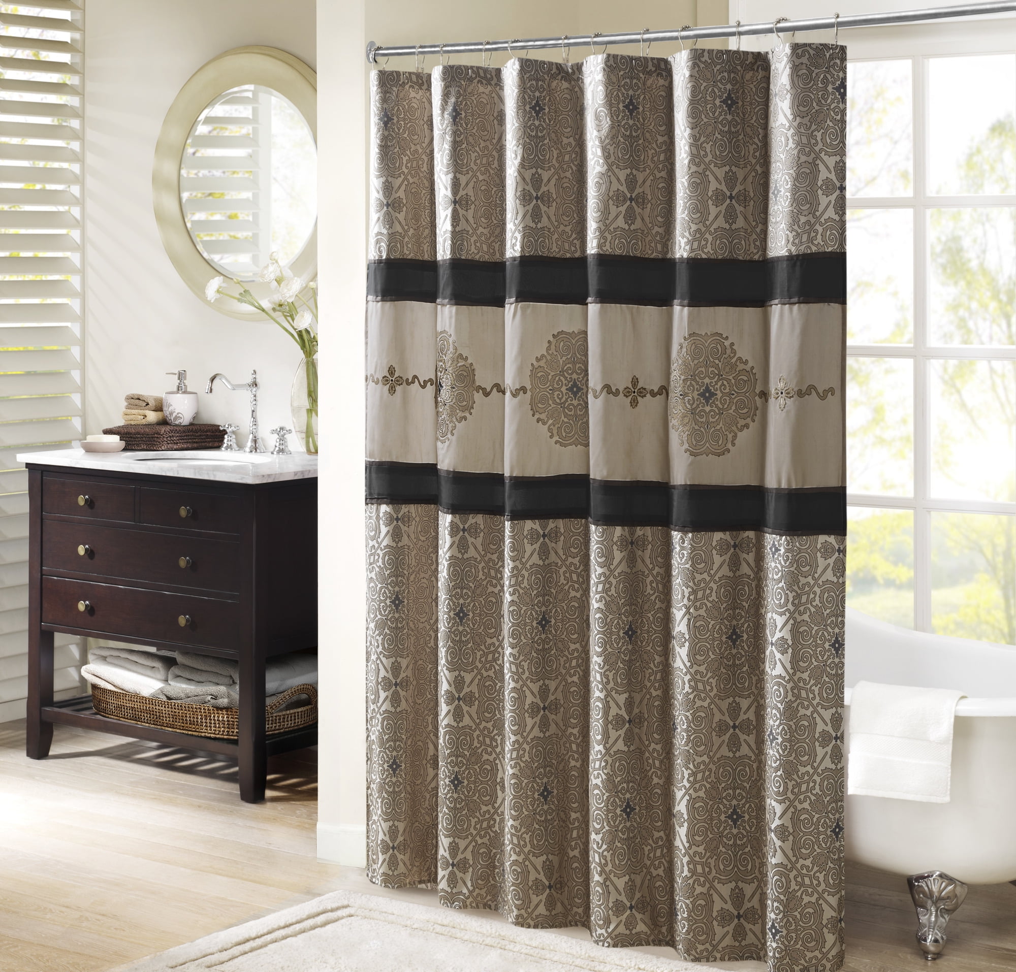 Home Essence Perry Embroidered Shower Curtain