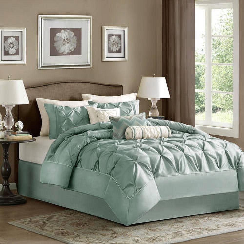 Seafoam Queen 7-Piece Pintuck Comforter Set