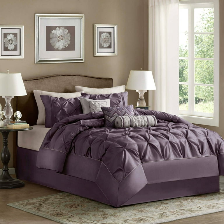 Amaryllis Purple Floral 7 pc Comforter Bed Set by Madison Park