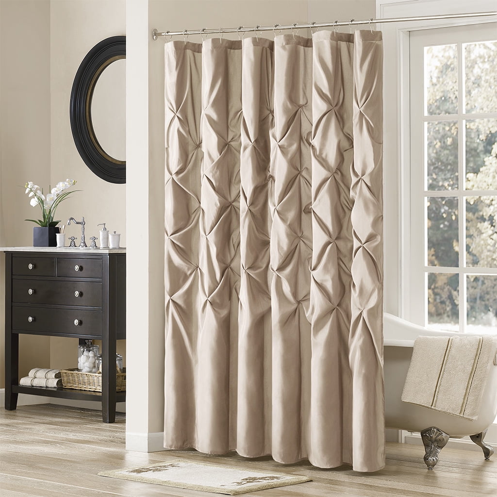 Taupe Tufted Polyester Hollywood Glam Shower Curtain