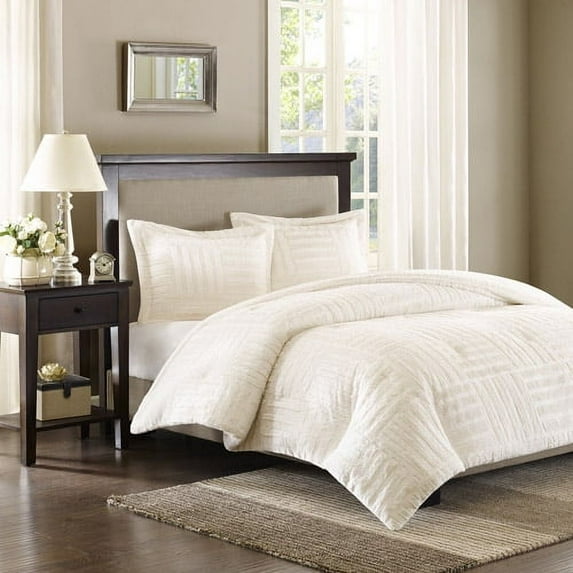 Home Essence Polar Fur Down Alternative Comforter Mini Set, Ivory, King/Cal King