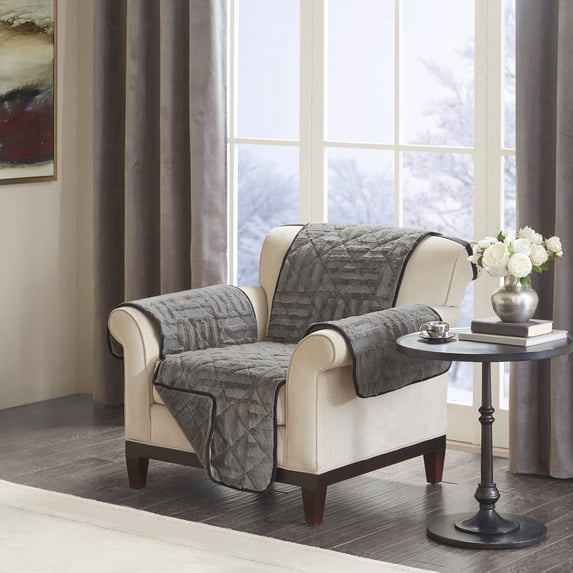 Home Essence Polar Reversible Checkboard Long Faux Fur Chair Protector