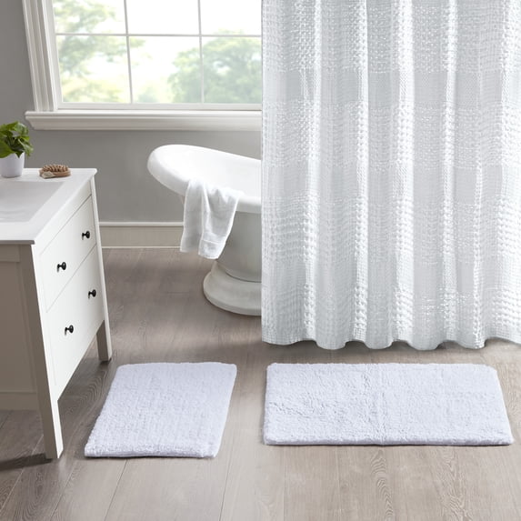 Home Essence Ritzy 100% Cotton Solid Tufted 2 Piece Bath Rug Set, White