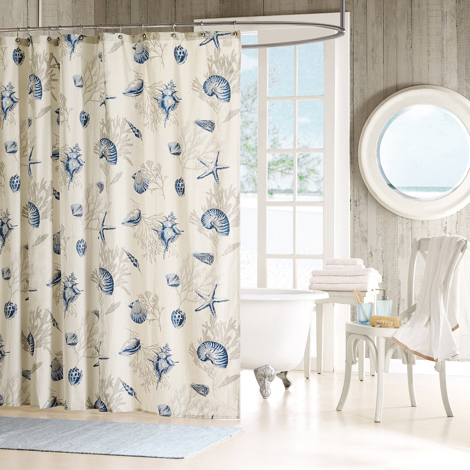 Home Essence Rockaway Cotton Shower Curtain Walmart