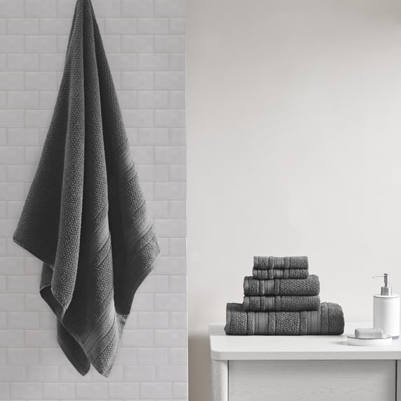 Home Essence Roman Super Soft 6 Piece Cotton Towel Set, Dark Gray