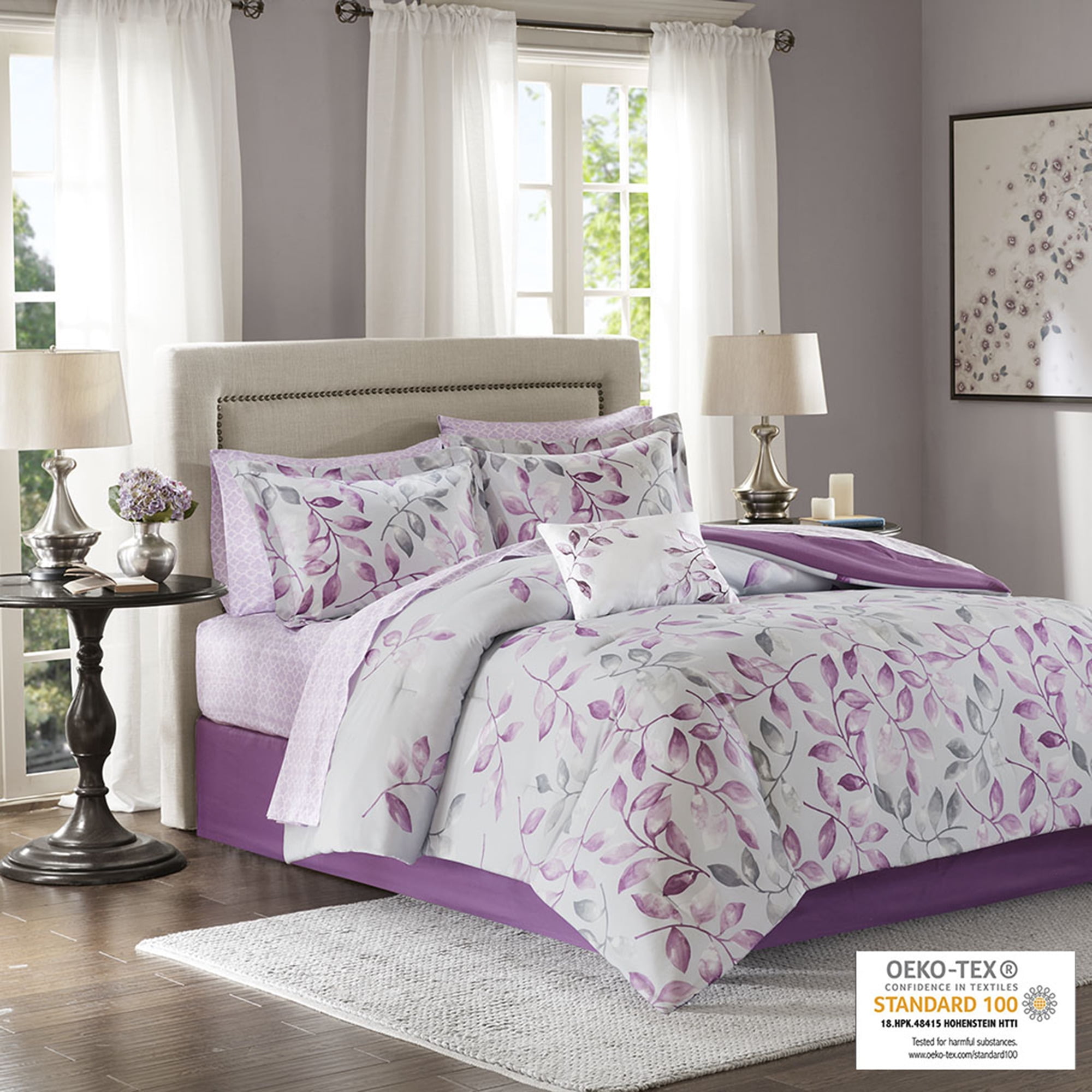 California King Purple Microfiber Down Alternative Comforter Set