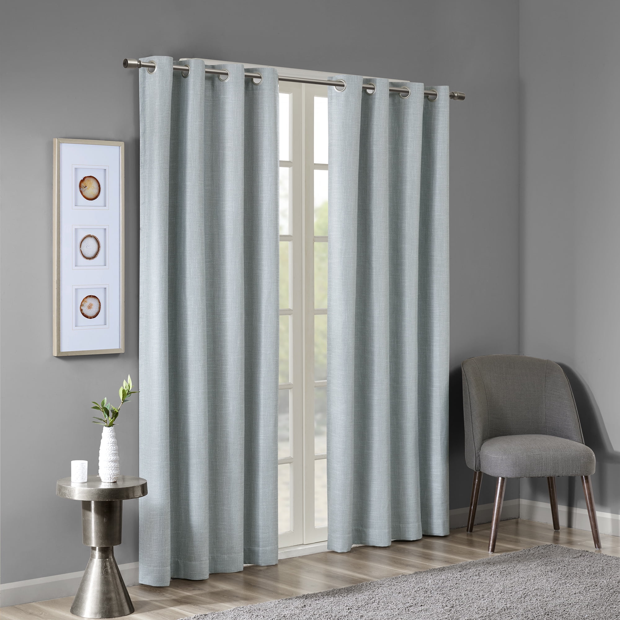 Aqua Polyester Blackout Grommet Top Window Panel, 54" Length
