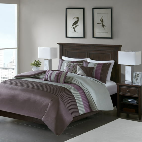 Home Essence Salem 6 Piece Duvet Cover Set, King/Cal King, Purple