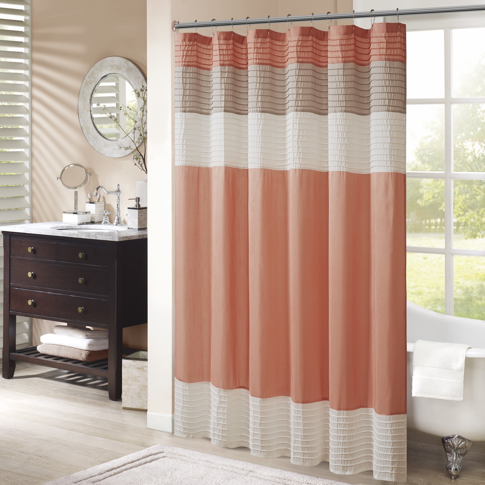 Home Essence Salem Pieced Faux Silk Shower Curtain