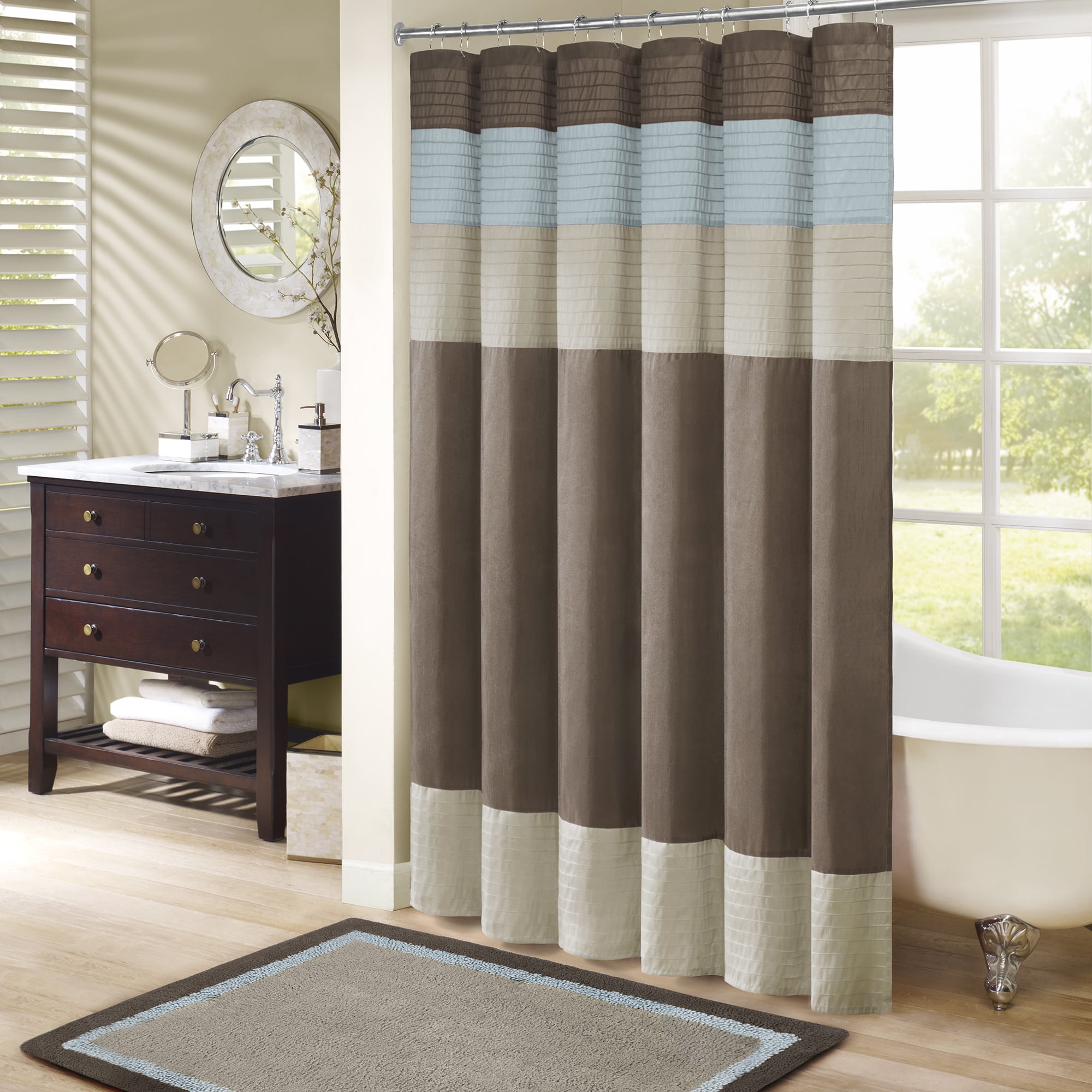 Home Essence Salem Pieced Faux Silk Shower Curtain