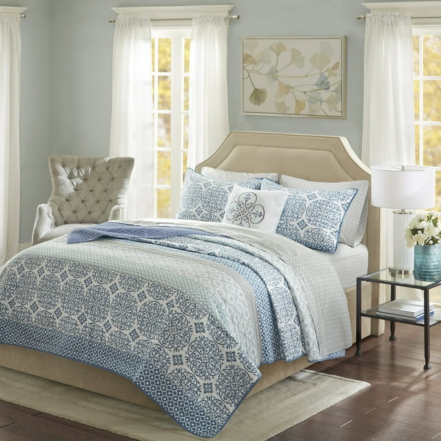 Home Essence Sasha Bed in a Bag Coverlet Bedding Set, Blue, King ...