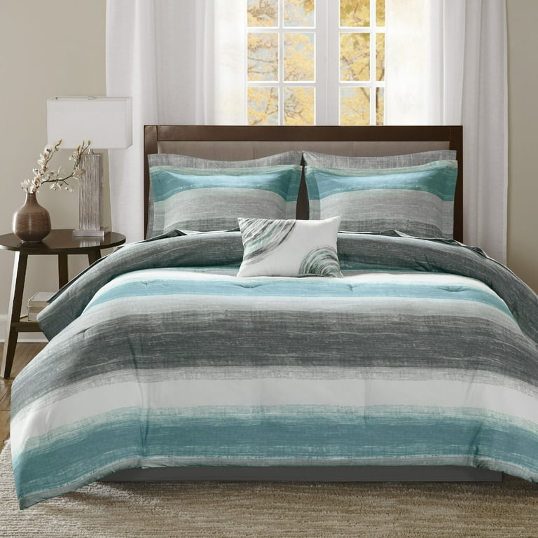 Home Essence Seth Bed in a Bag Comforter Set with Cotton Bed Sheets King Aqua