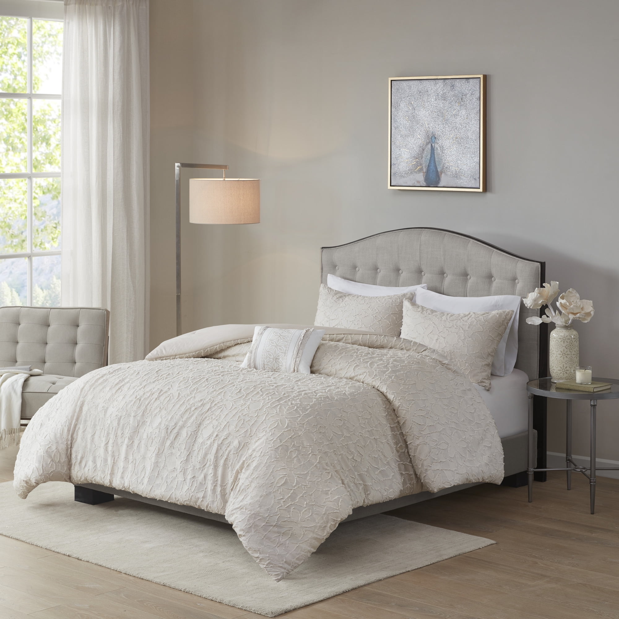 Home Essence Sophie 4 Piece Cotton Comforter Set King Cal King Light Taupe