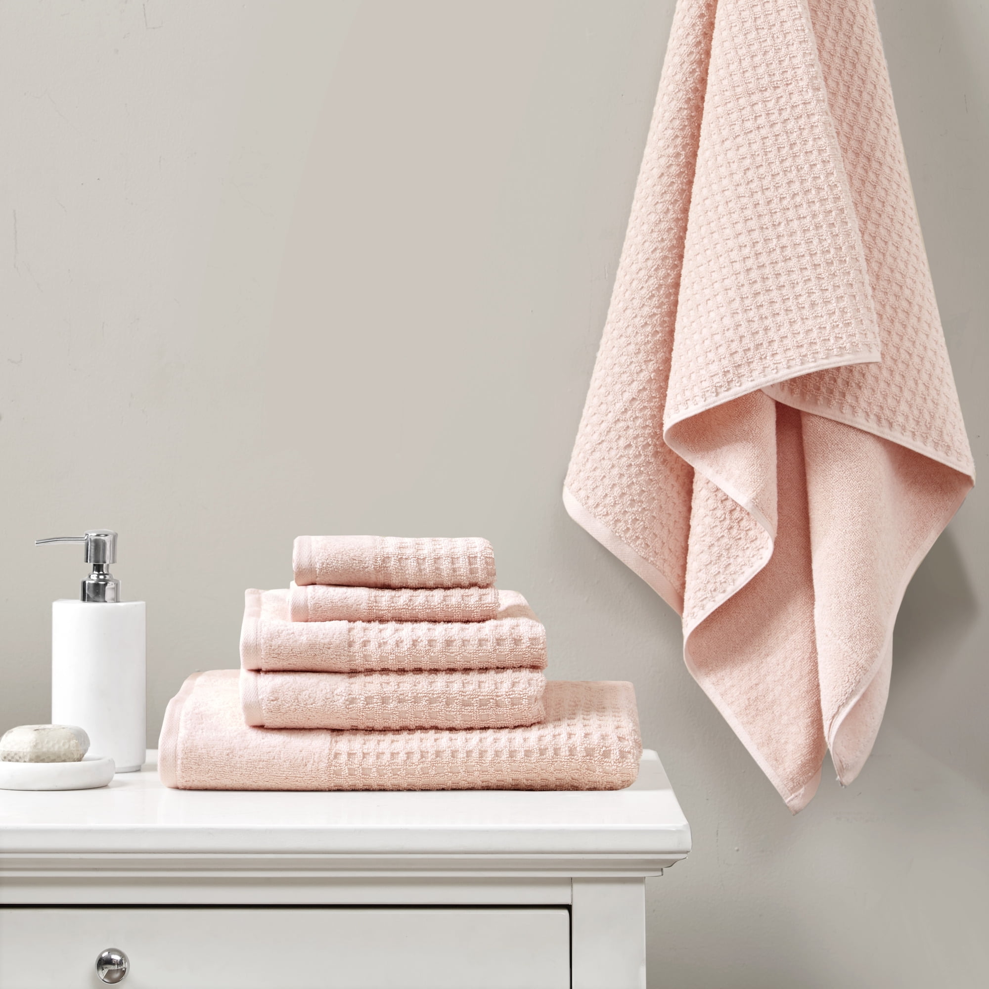 Home Outfitters Pink 100% Cotton 6pcs Bath Towel Set , Absorbent, Bathroom Spa Towel, Modern/Contemporary