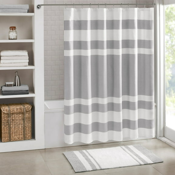 Home Essence Spa Waffle Shower Curtain with 3M, Grey