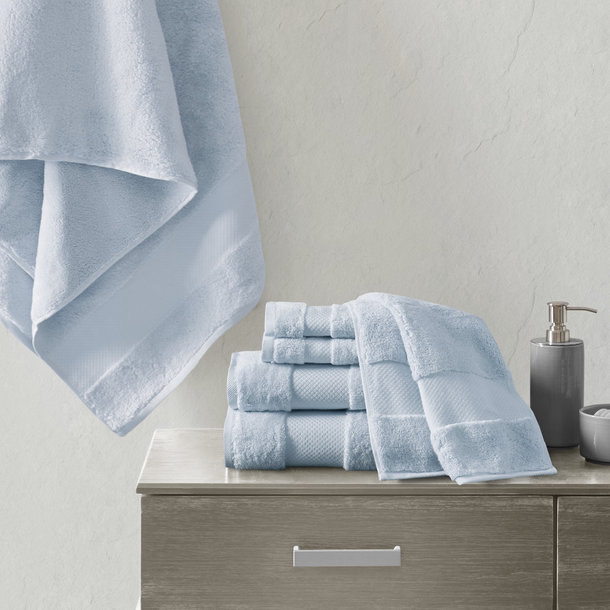 Light Blue Turkish Cotton 6-Piece Bath Towel Set