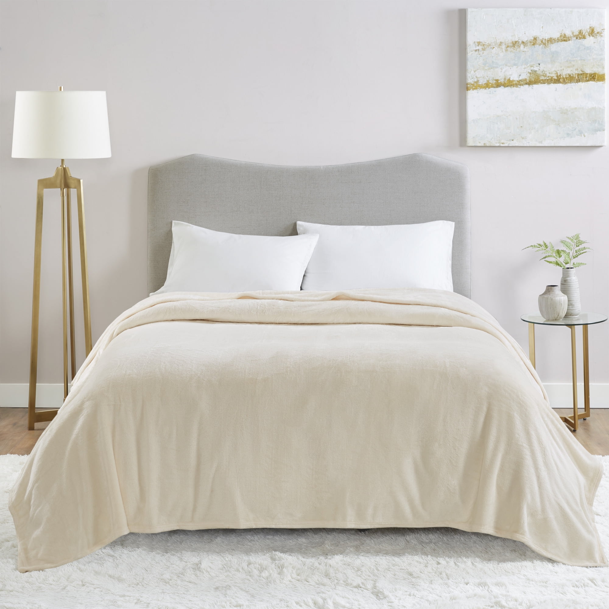 Home Essence Ultra Premium Plush Blanket, Ivory, Full/Queen