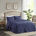 thumbnail image 1 of Home Essence Vancouver 3 Piece Fitted Bedspread Set, King, Navy, 1 of 15