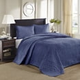 thumbnail image 1 of Regency Heights Quebec 3 Piece Bedspread Set Lightweight Reversible Bedding Set, Full, Navy, 1 of 14