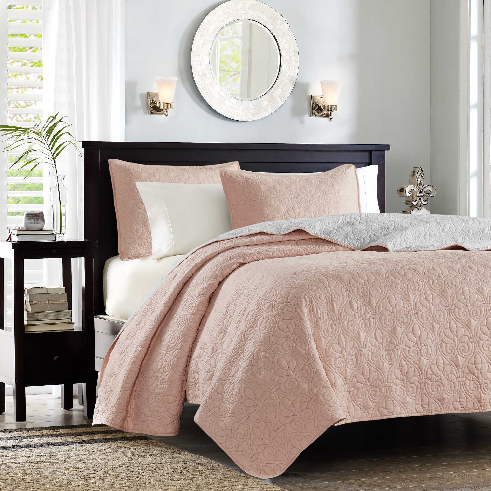 Home Essence Vancouver Super Soft Reversible Coverlet Set, Blush/Light Grey, Full/Queen - image 1 of 22