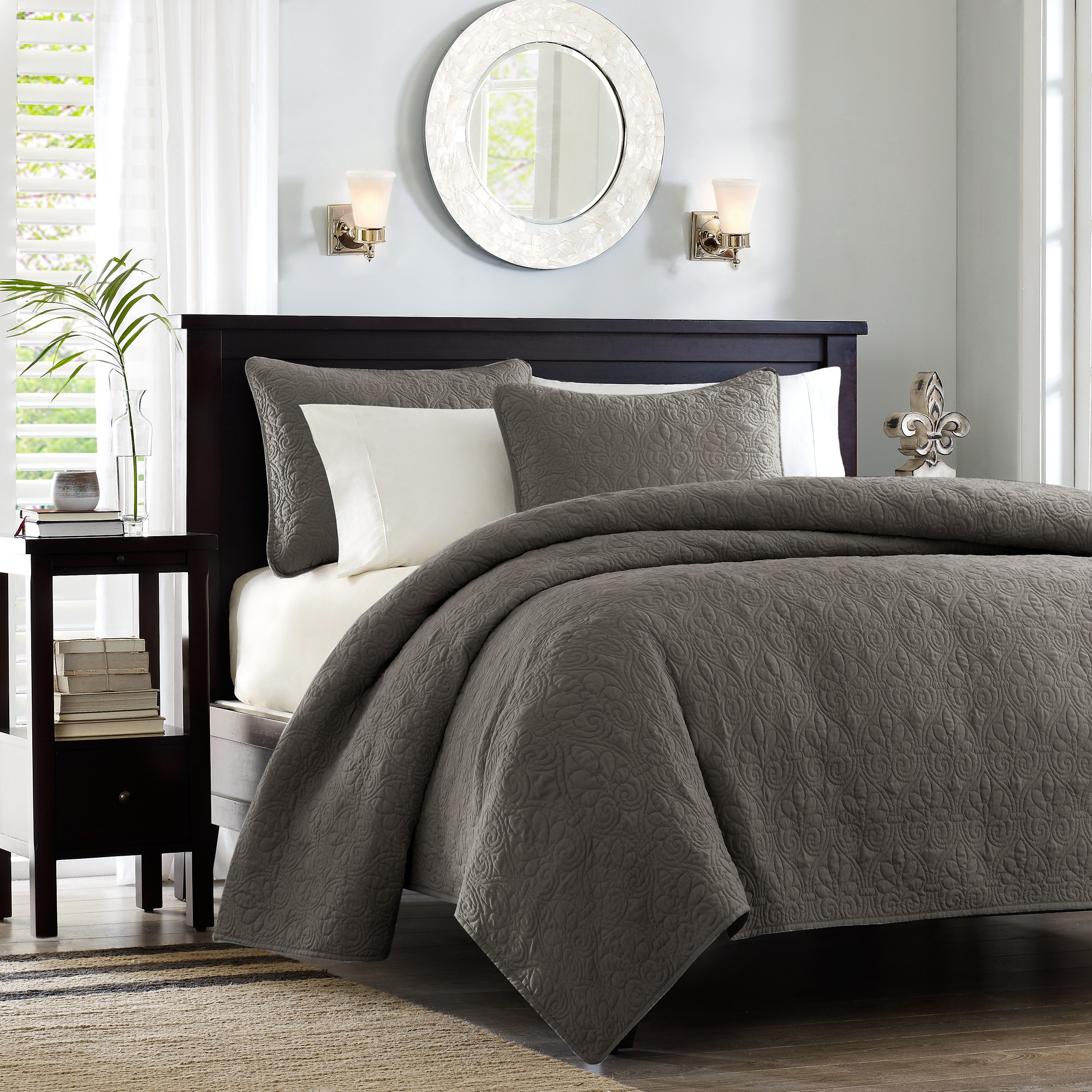 Home Essence Vancouver Super Soft Reversible Coverlet Set, Full/Queen, Dark Grey - image 1 of 13