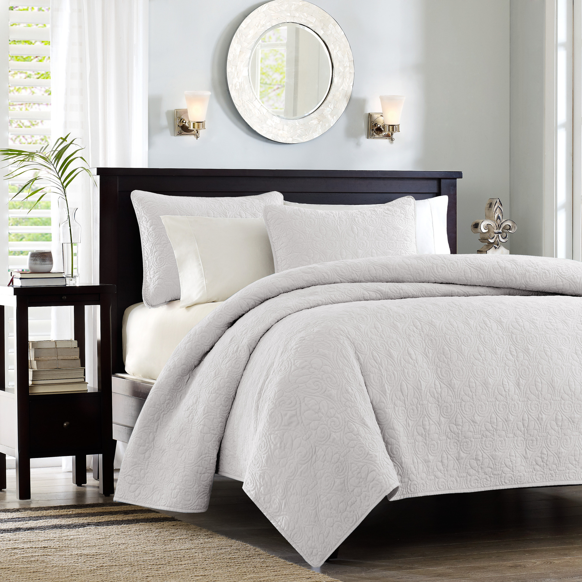 Home Essence Vancouver Super Soft Reversible Coverlet Set, Full/Queen, White - image 1 of 14