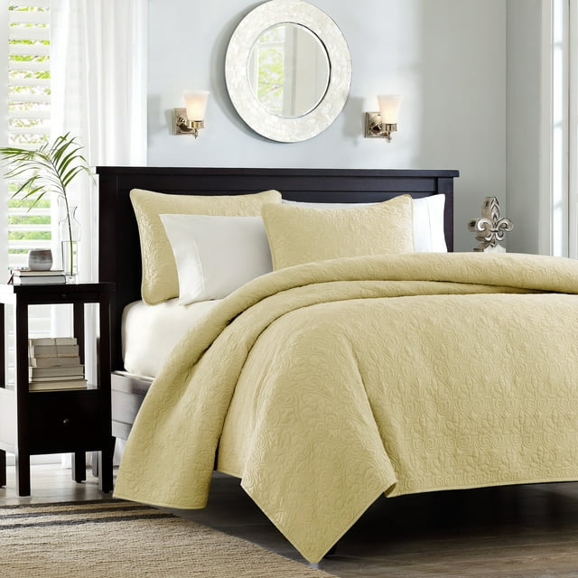 Home Essence Vancouver Super Soft Reversible Coverlet Set, Full/Queen, Yellow