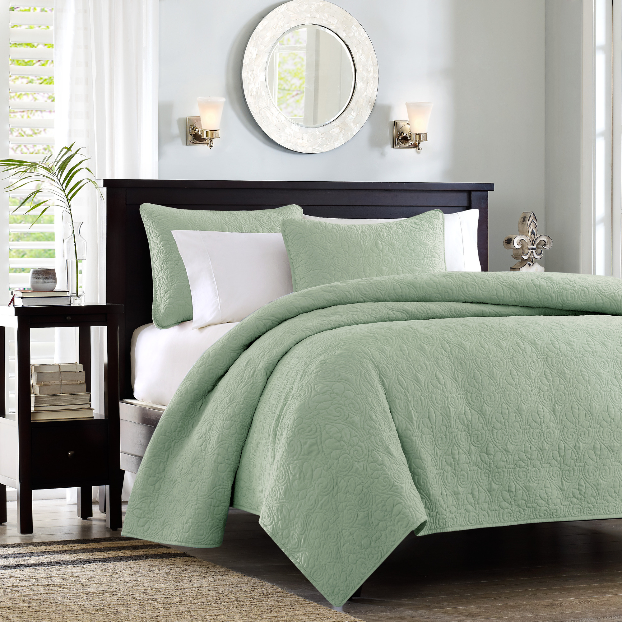 Home Essence Vancouver Super Soft Reversible Coverlet Set, Green, Full/Queen - image 1 of 12