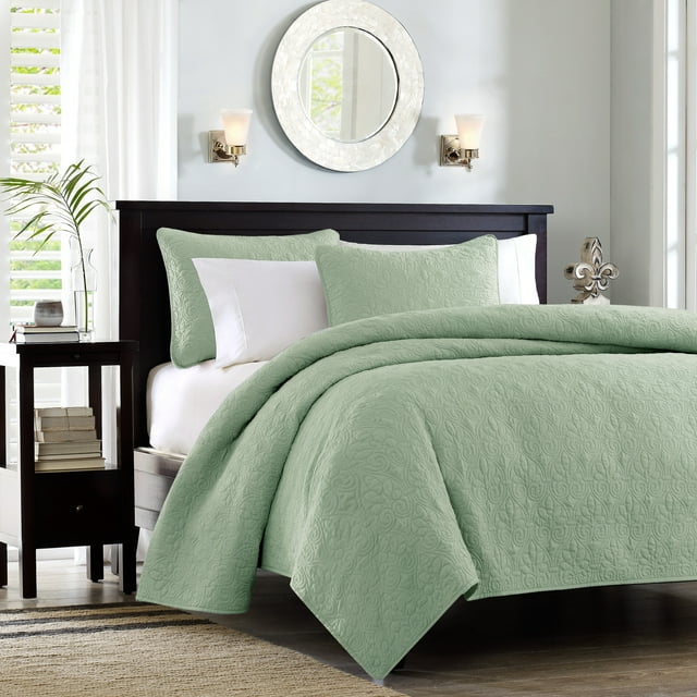 Home Essence Vancouver Super Soft Reversible Coverlet Set, Green, Full/Queen