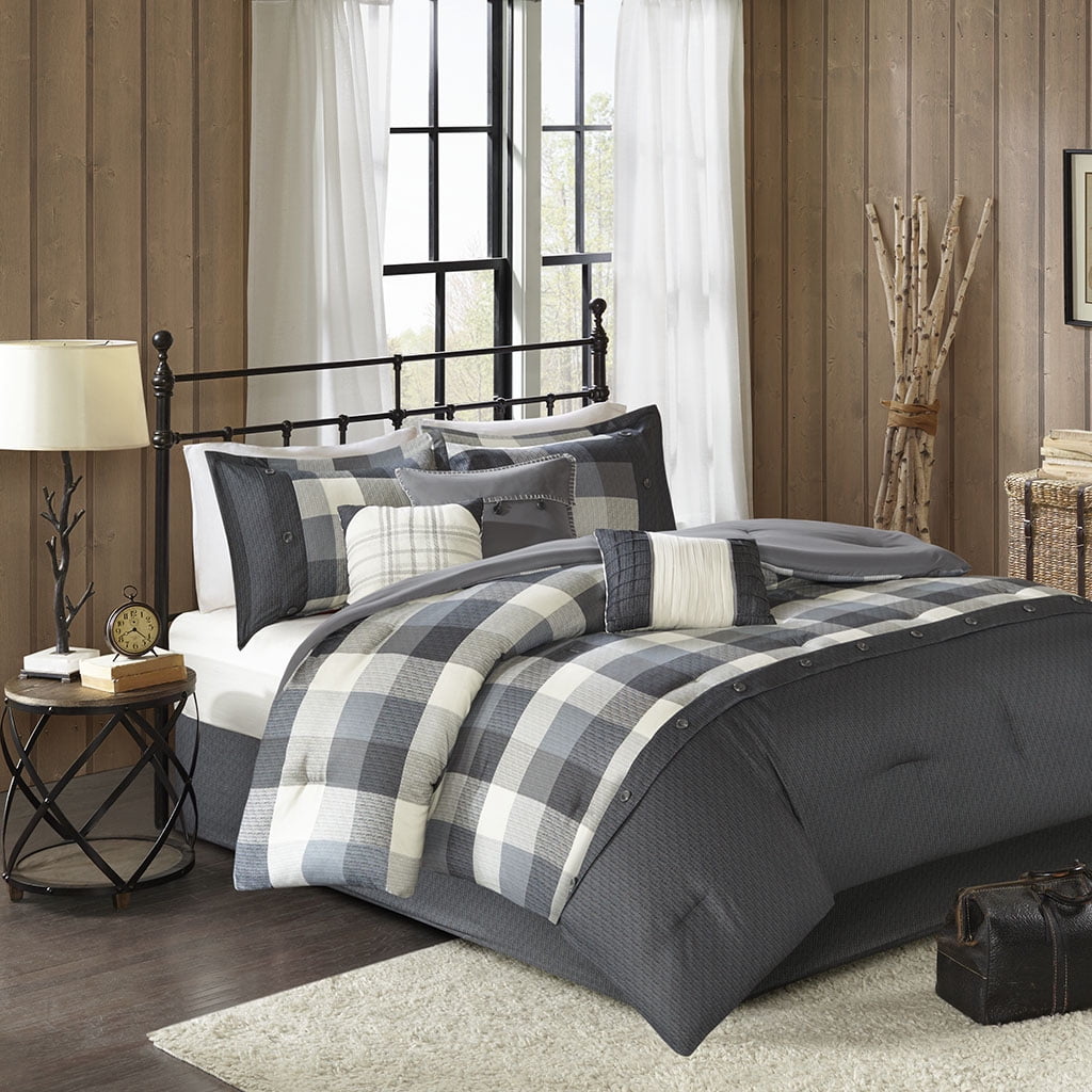 Gray Microfiber California King Herringbone Comforter Set