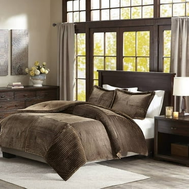 Home Essence Williams Plush Down Alternative Comforter Set, Full/Queen, Brown