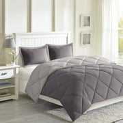 Home Essence Windsor Reversible Down Alternative 3M Scotchgard Comforter Set, Full/Queen, Charcoal/Grey
