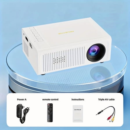 Portable 1080P HD Video Projector: Home Theater & Outdoor Mini Projector with Mobile Screen Mirroring, Remote Control, Compatible iOS/Android/TV