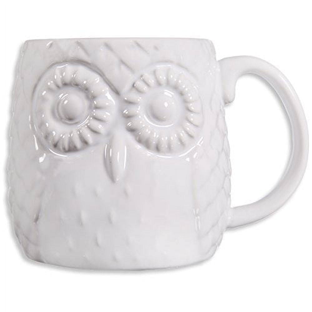 Home Essentials 20 Oz Embossed Owl Mug White - Walmart.com