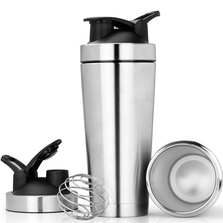 Home Essentials 26 Oz Extra Large Shaker Cup Insulated Stainless Steel Water Bottle With Wire Whisk Walmart