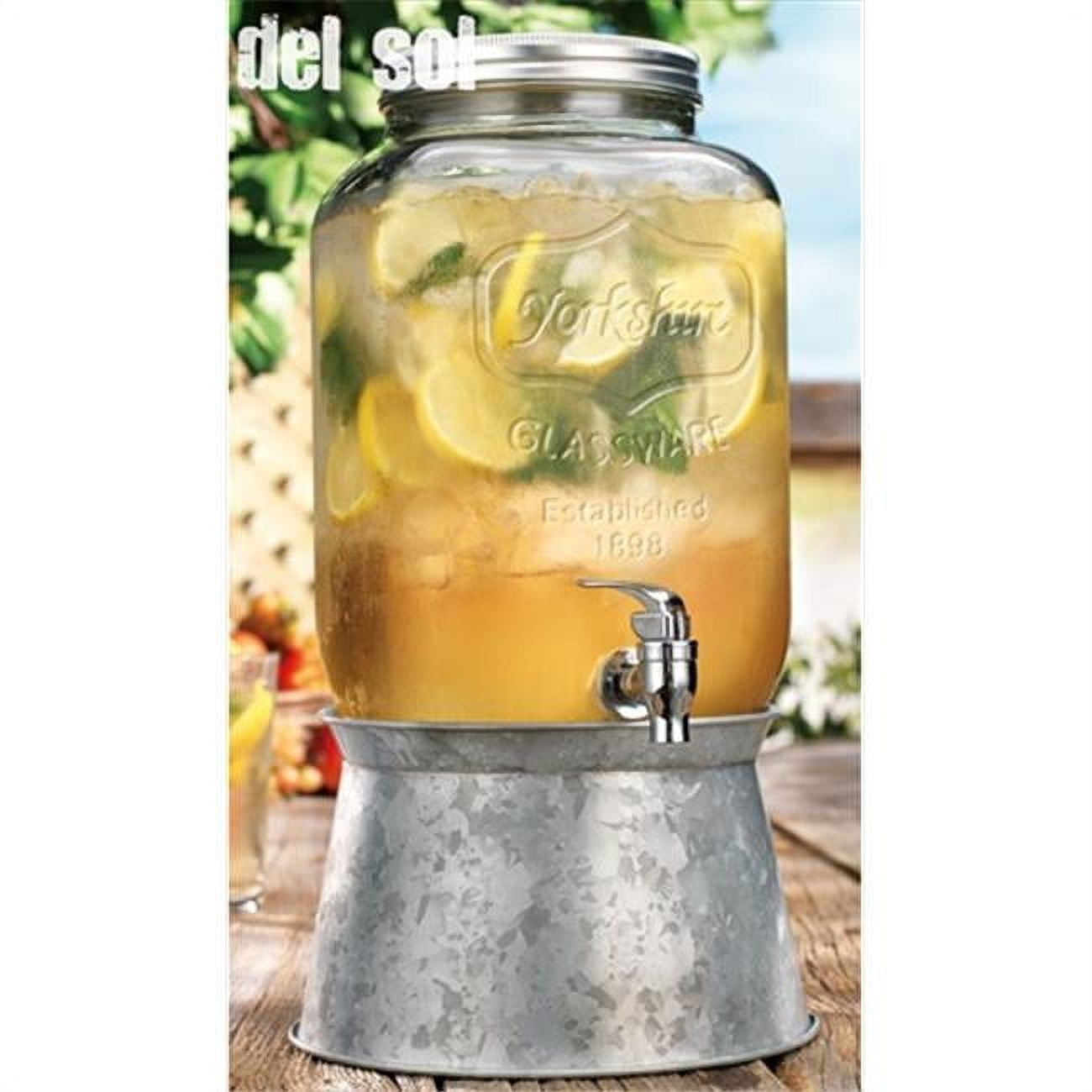 Home Essentials Del Sol Ribbed Glass 1.5-Gallon Beverage Dispenser