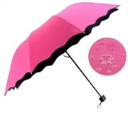 Home Essentials 6 Color Fun Creative Water Umbrella Womens Fashion Folding Flouncing Umbrella Double Layer Windproof Uv Umbrella Hot Pink
