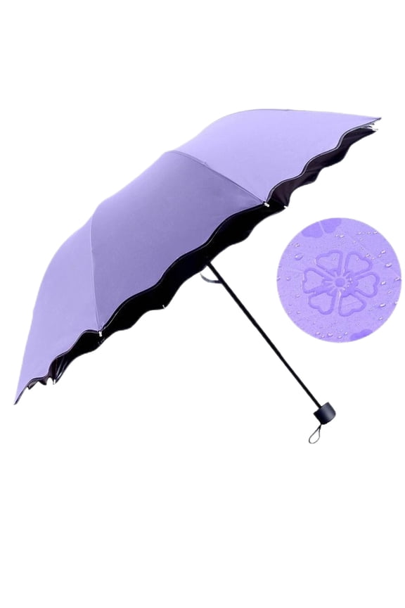Home Essentials 6 Color Fun Creative Water Umbrella Women's Fashion Folding Flouncing Umbrella Double Layer Windproof Uv Umbrella Purple