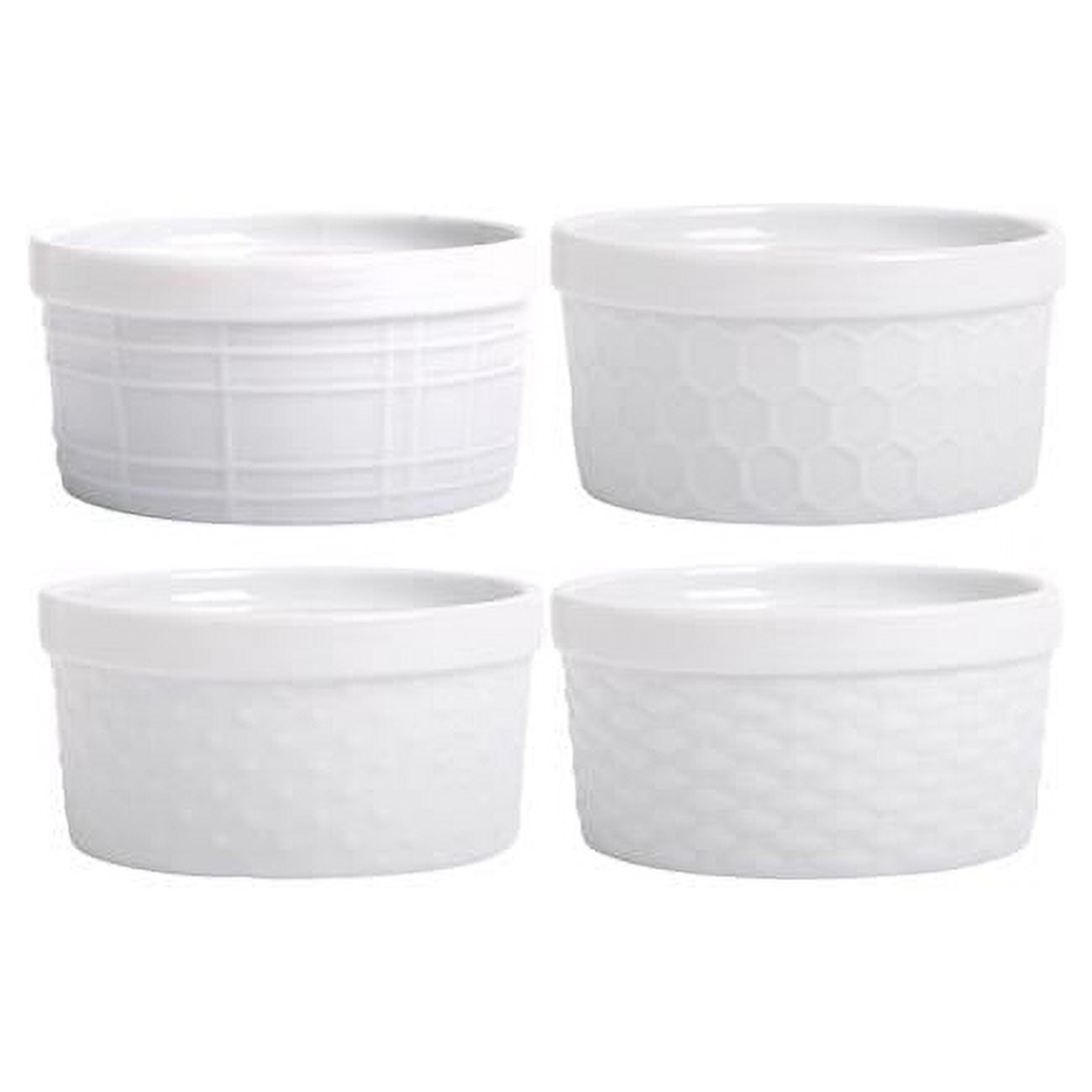 Home Essentials & Beyond 15527 4 oz White Assorted Embossed Ramekin ...